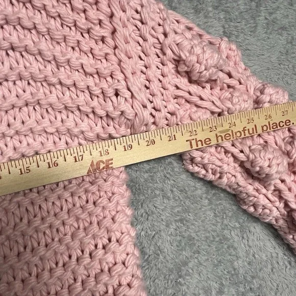 Chicwish Sweater M/L Pink Longline Cardigan Chunky Pom Pom Cuteness‎ On Sleeves - Picture 10 of 12